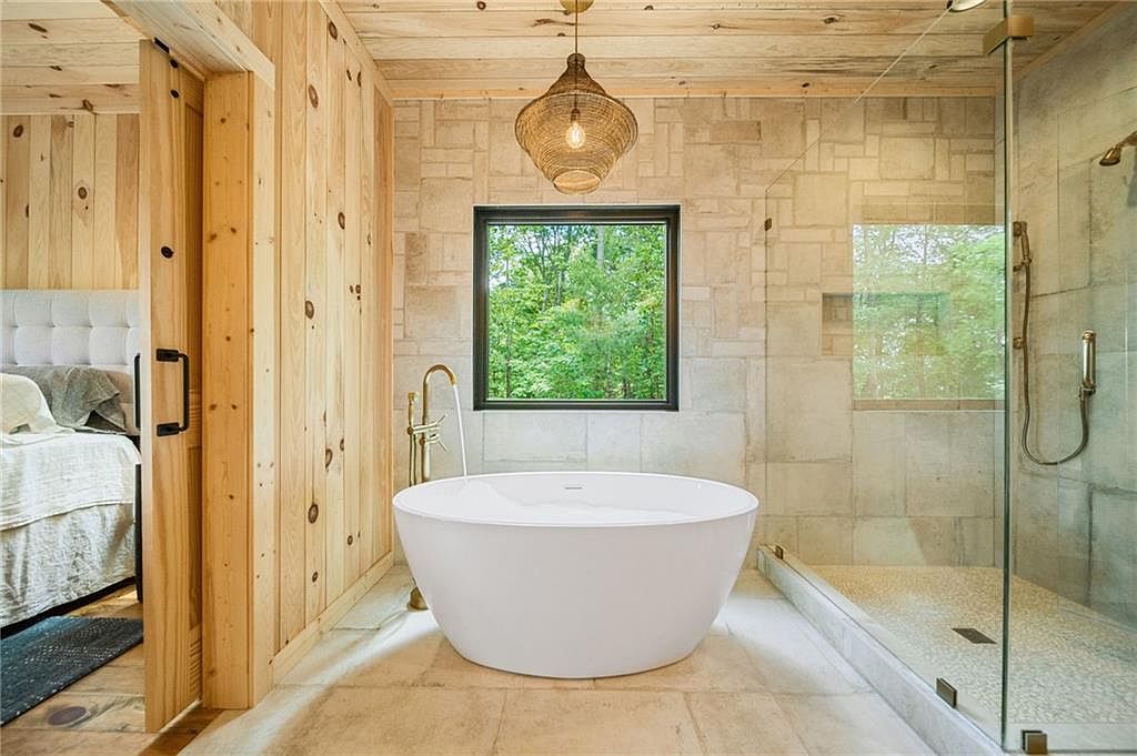 Spa master bath with freestanding soaking tub